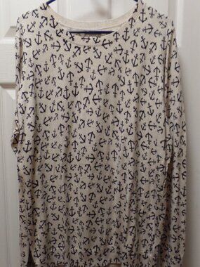 *EUC* Old Navy XL 18 16 ANCHORS AWEIGH Long Sleeve Novelty Sweater Nautical SEA
